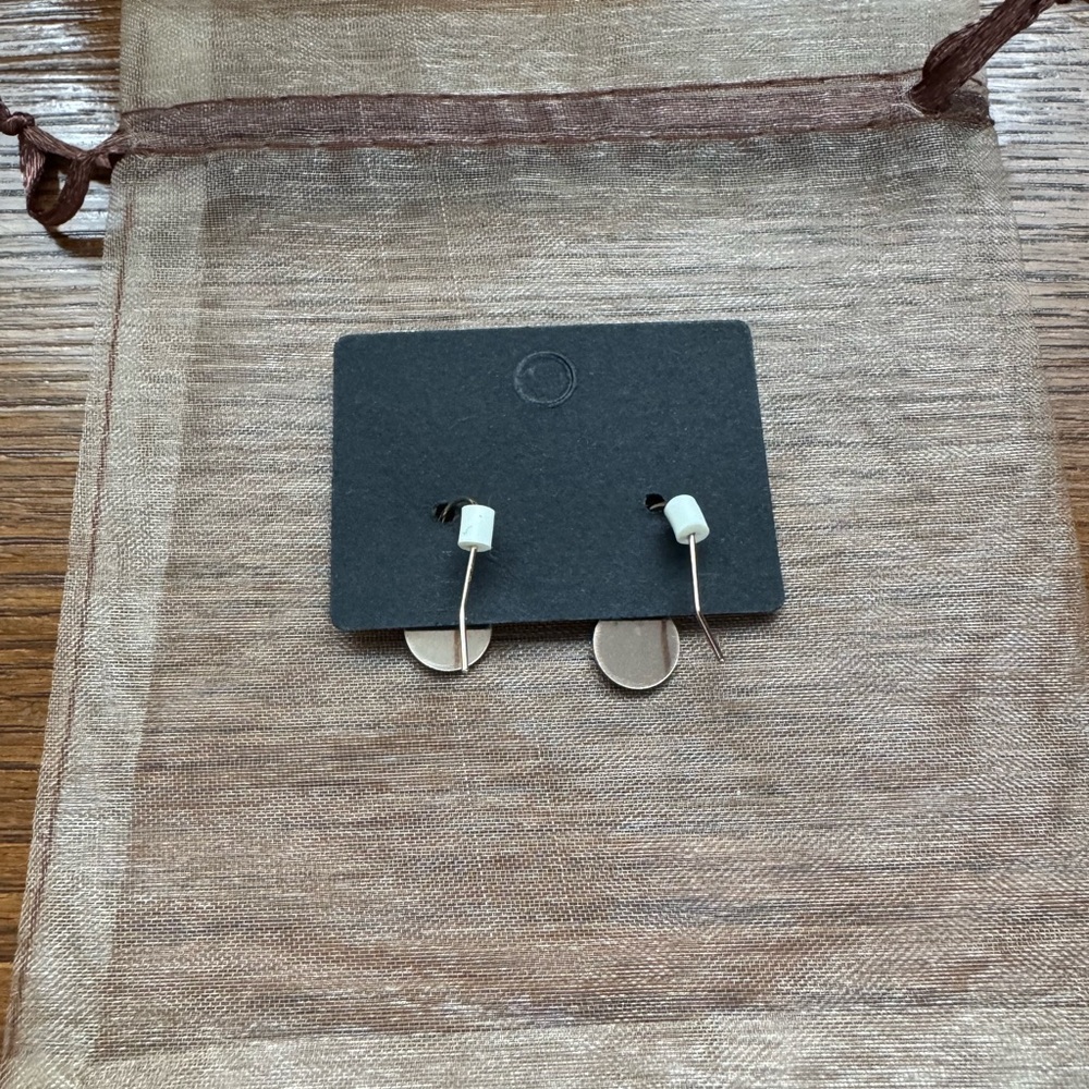 🌹14k rose gold fill dainty drop disc earrings. - Picture 5 of 5